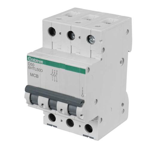 Crabtree Loadstar 50A Triple Pole 10kA D Curve MCB