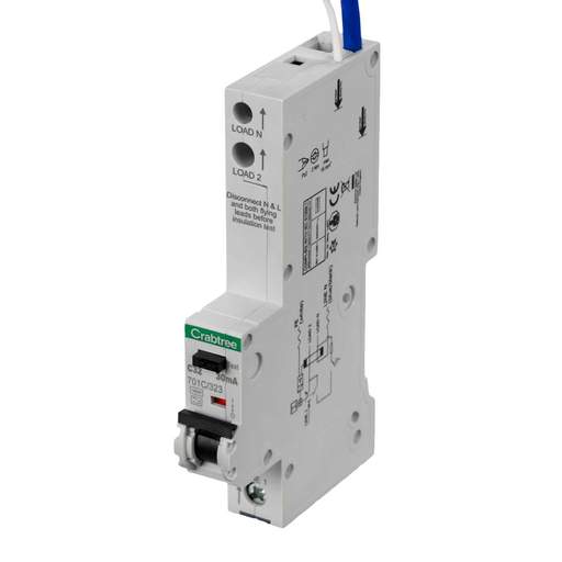 Crabtree Polestar 32A Single Pole 1 Module C Curve 16kA 30mA Type A RCBO