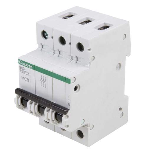Crabtree Polestar Compact 63A Triple Pole 16kA B Curve MCB