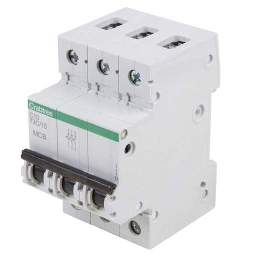 Crabtree Polestar Compact 10A Triple Pole 16kA C Curve MCB