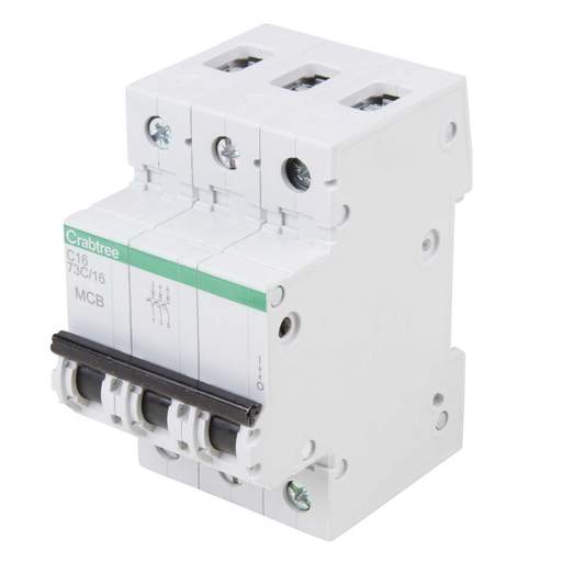 Crabtree Polestar Compact 16A Triple Pole 16kA C Curve MCB