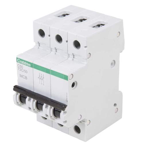 Crabtree Polestar Compact 50A Triple Pole 16kA C Curve MCB