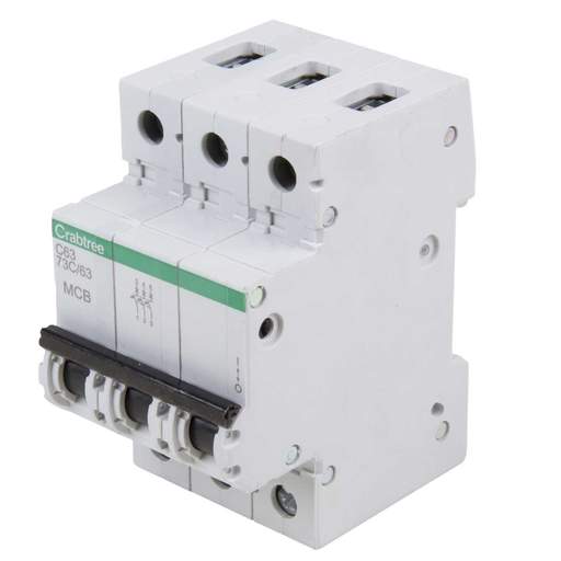 Crabtree Polestar Compact 63A Triple Pole 16kA C Curve MCB