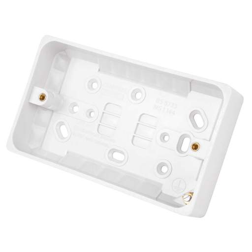 Crabtree 2 Gang 29mm Pattress Back Box with Earth Terminal White
