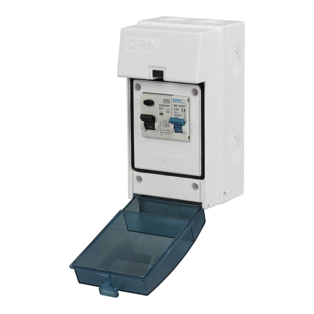 Cudis 3 Module Plastic Enclosure with 63A Type A RCD and 40A Type