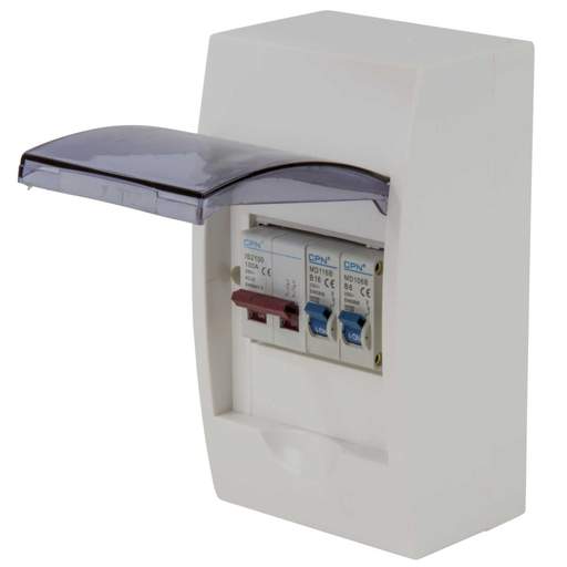 Cudis 4 Way 100A DP Isolator Incomer Insulated Consumer Unit with 2 x MCBs