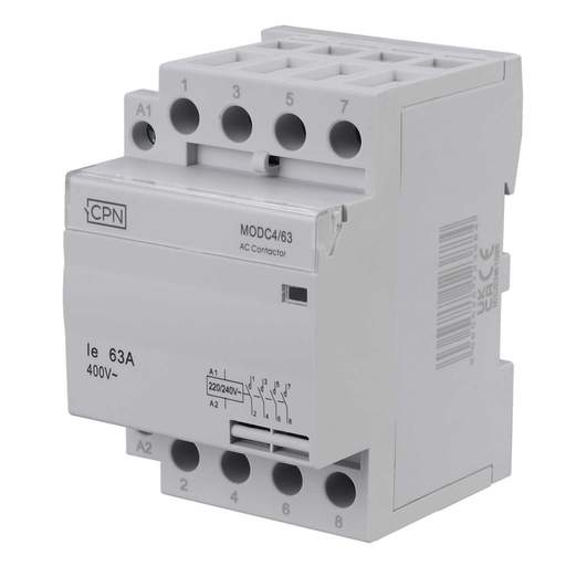 Cudis 63A 24kW 4 Pole 3 Module Contactor 4 NO Contacts