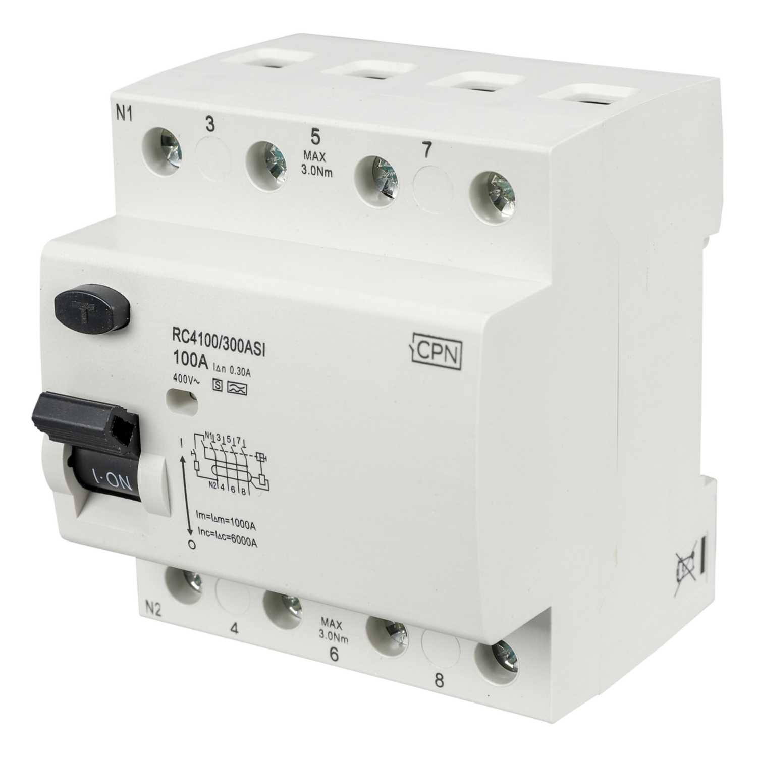 Cudis CPN 100A 4 Pole 300mA Type A Time Delay RCD (RC4100/300ASI) CEF
