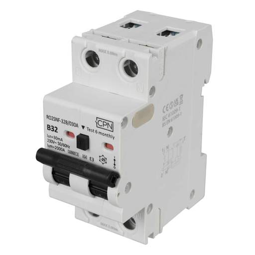 Cudis RO2SNF 32A Double Pole 2 Module Bidirectional B Curve 10kA 30mA Type A RCBO