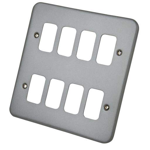 Deta 8 Gang Grid Front Plate Metalclad