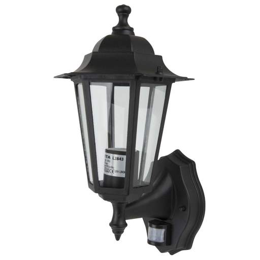Deta 6 Panel Lantern with PIR Black
