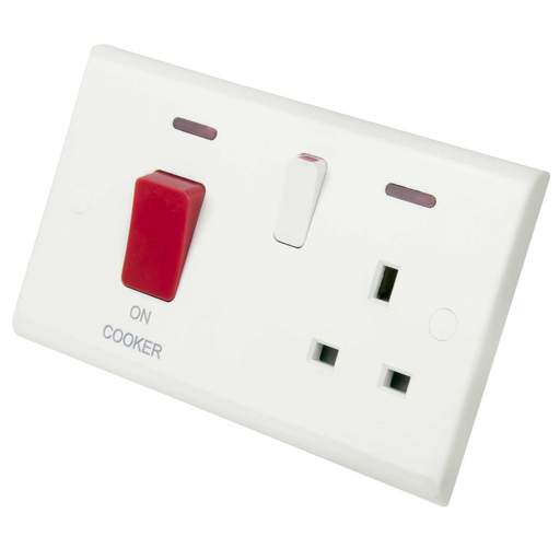 Deta 45A DP Cooker Control Unit with Neon and Red Rocker White
