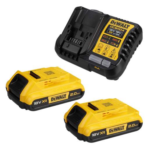 DEWALT DCB1104D2-GB 2 x 18V 2.0Ah XR Li-Ion Battery and Charger Kit