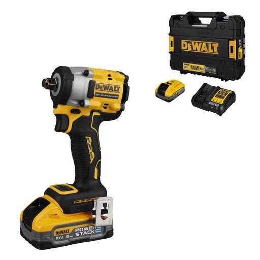 DeWALT DCF921H2T-GB 18V ½" Compact Impact Wrench with 2 x 5.0Ah POWERSTACK Batteries