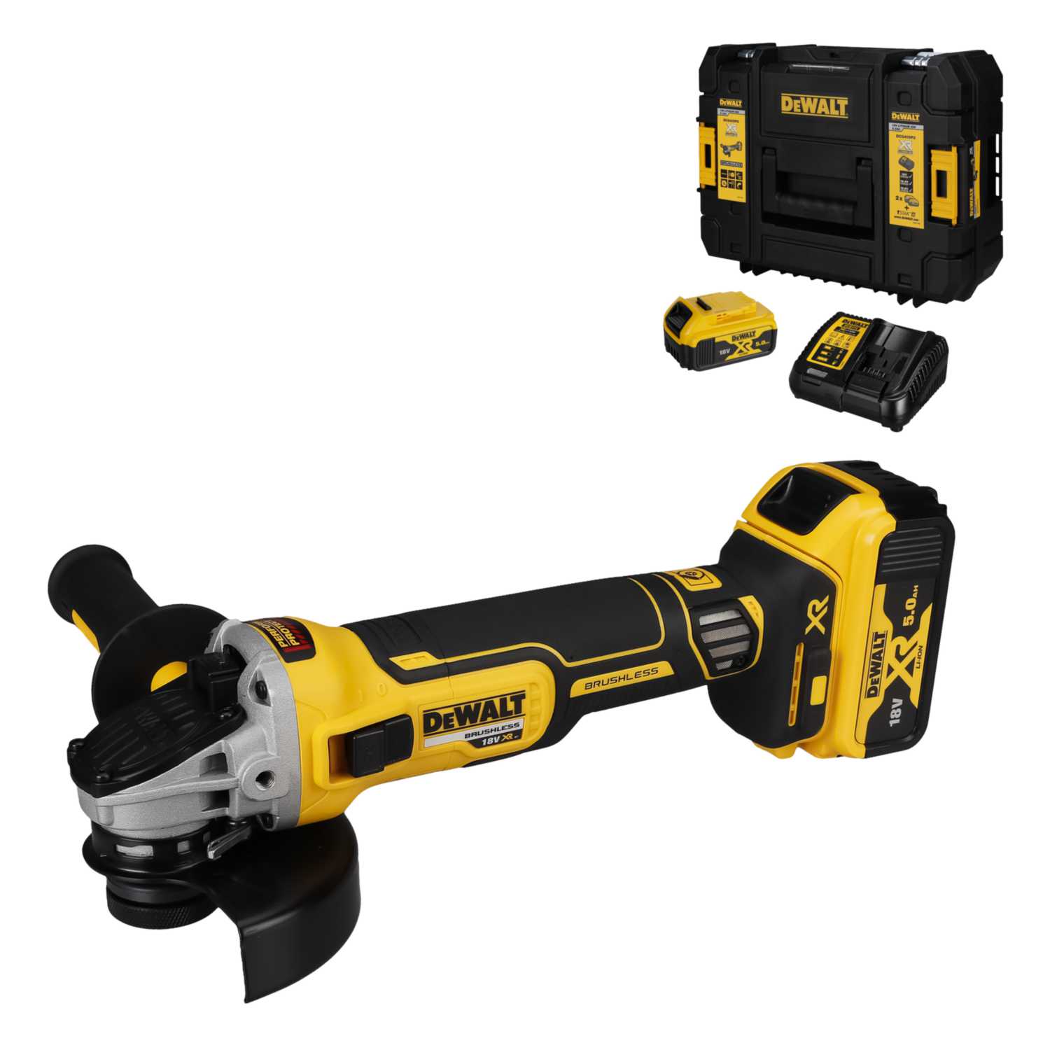 DeWALT DCG405P2-GB 18V XR Brushless 125mm Angle Grinder with x