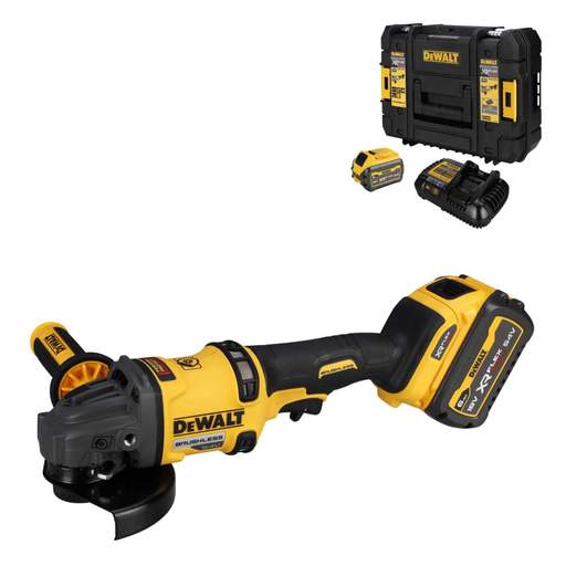 DEWALT DCG418T2-GB 54V XR FLEXVOLT 125mm Angle Grinder with 2 x 6.0Ah Batteries
