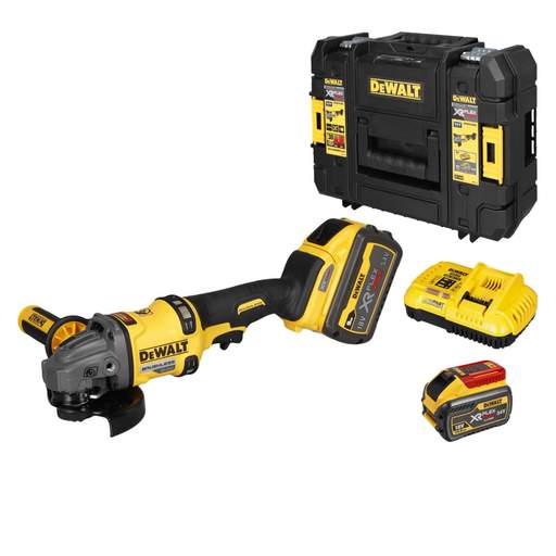 DEWALT DCG418X2-GB 54V XR FLEXVOLT 125mm Angle Grinder with 2 x 9.0Ah Batteries