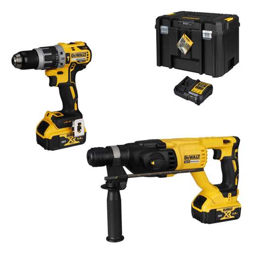 DEWALT DCK2071P2T-GB 18V SDS+ Hammer Drill and Combi Drill Twin Pack
