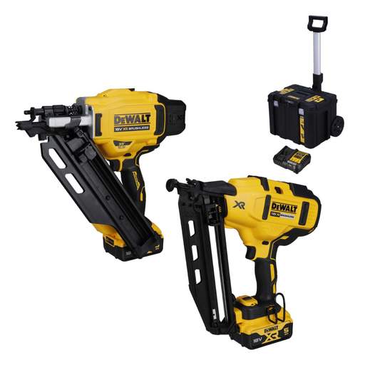 DEWALT DCK246P2T-GB 18V XR Brushless Nailer Kit with 2 x 5.0Ah Batteries
