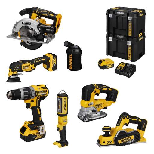 DEWALT DCK667P3T-GB 18V XR 6 Piece Kit with 3 x 5.0Ah Batteries