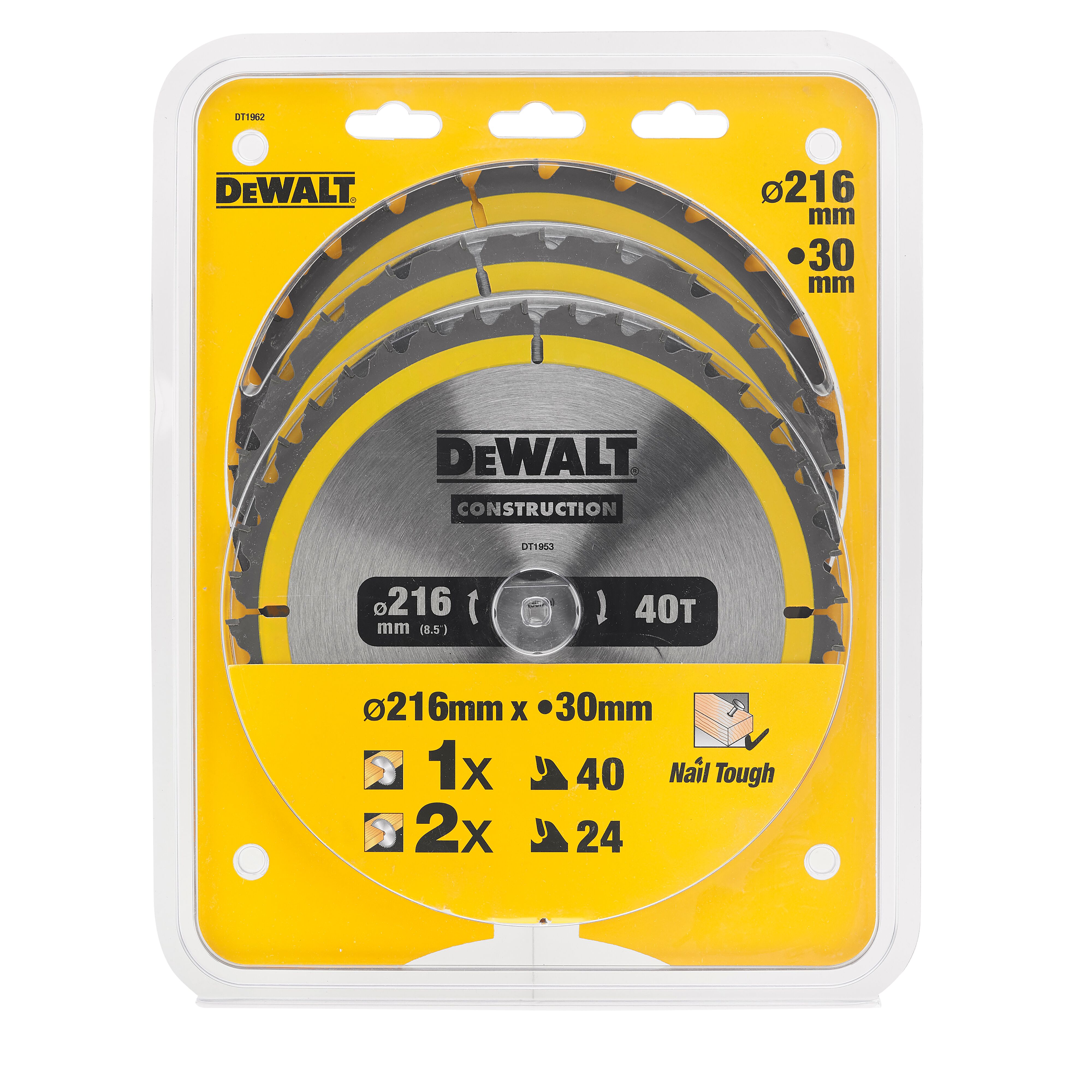 DeWALT DT1962QZ 24/40T Circular Saw Blades 216mm (3 Pack) (DT1962QZ