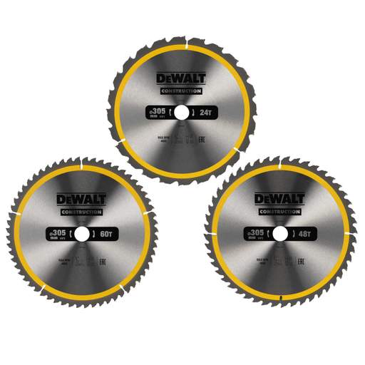 DEWALT DT1964-QZ 24/48/60T Circular Saw Blades 305mm (3 Pack)