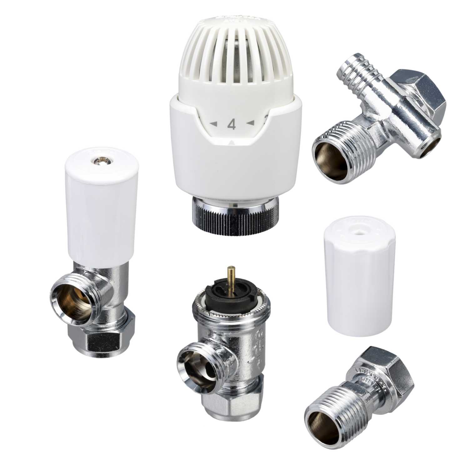 Drayton RT414 15mm Angled Thermostatic Radiator Valve with Drain Off  Lockshield White (10 10 264) | CEF