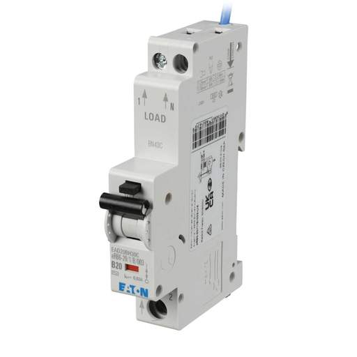 Eaton 20A Single Pole 1 Module B Curve 6kA 30mA Type AC RCBO