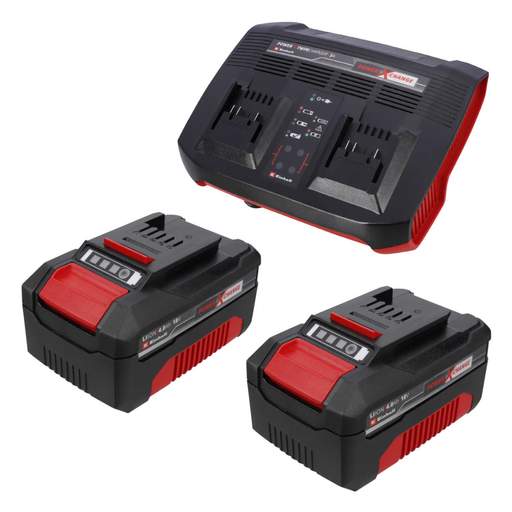 Einhell Power X-Change 2 x 18V 4.0Ah Lithium-Ion Battery and Twin Charger Kit