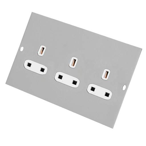 Electrak Legrand 75mm Plate with 3 Gang Unswitched Socket Outlet