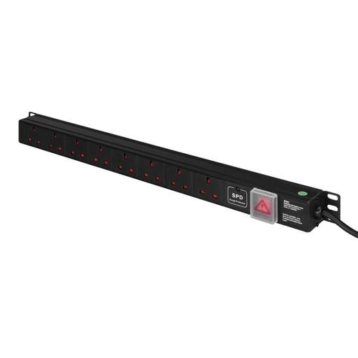 Emitex 8 Way 13A Vertical 19" PDU Surge Protected