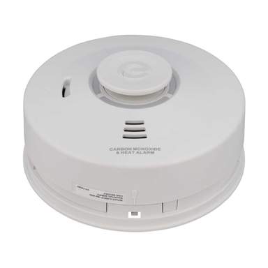 230V Mains Heat and Carbon Monoxide Alarm with 10 Year Battery Back Up