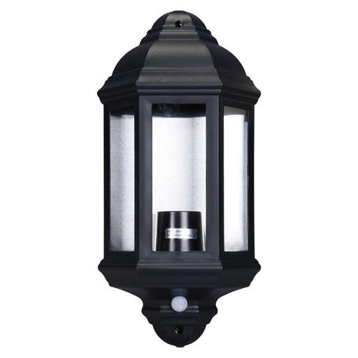 Eterna 60W Half Lantern with PIR Black