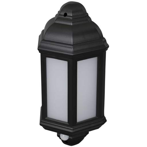 Eterna 7W LED Wall Mounted Half Lantern with PIR Black 3100K