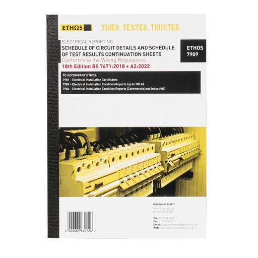 Ethos Electrical Test Schedule Continuation Reports 18th Edition Amendment 2