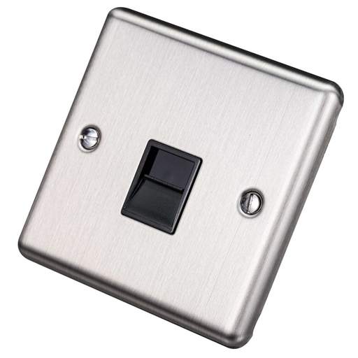 Eurolite 1 Gang Master Telephone Socket Black Insert Satin Stainless Steel