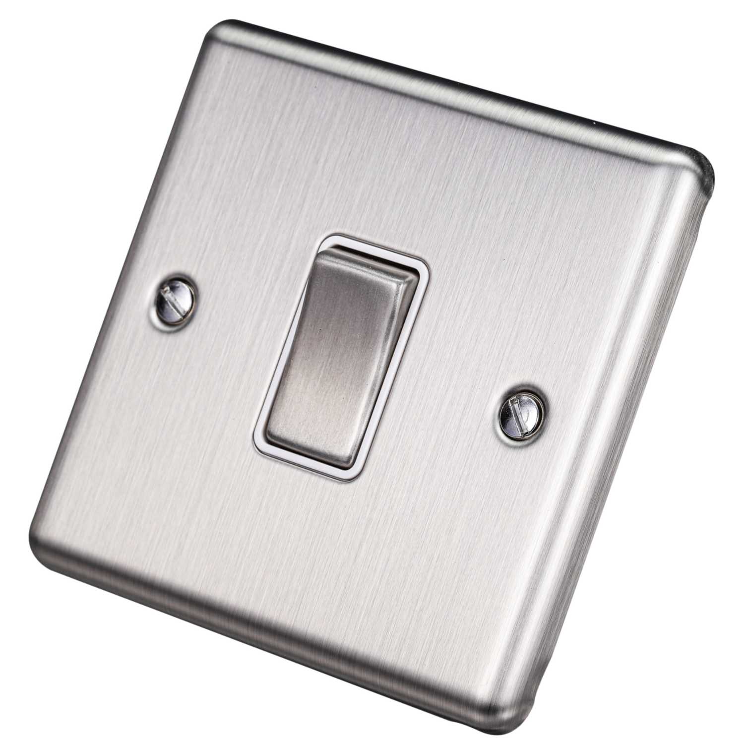 Eurolite 10A 1 Gang 2 Way Light Switch White Insert Satin Stainless ...