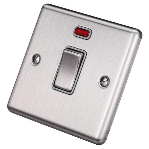 Eurolite 20A DP Switch with Neon Grey Insert Satin Stainless Steel