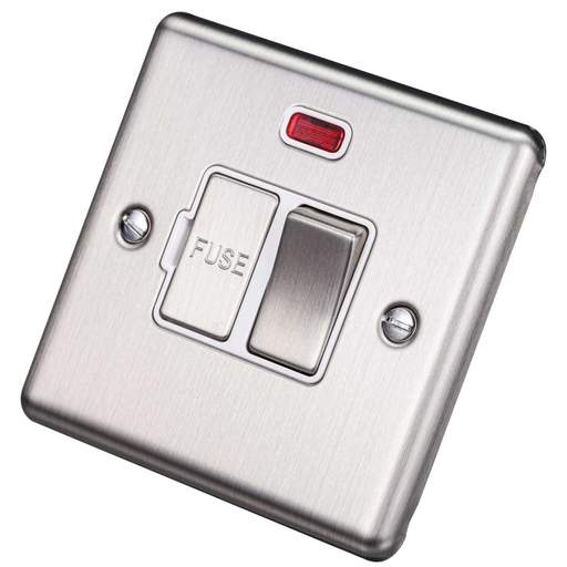Eurolite 13A DP Switched Fused Spur with Neon White Insert Satin Stainless Steel