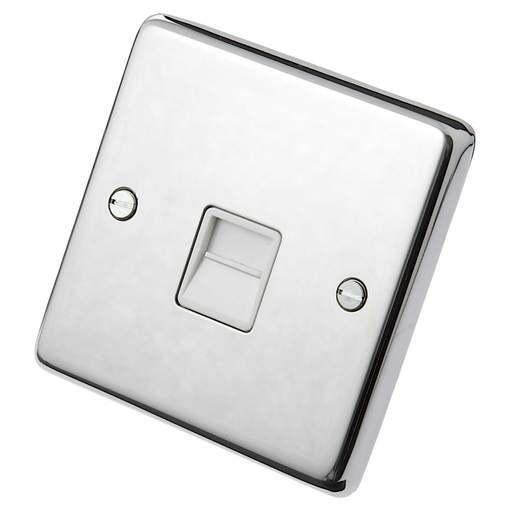 Eurolite 1 Gang Master Telephone Socket White Insert Polished Stainless Steel