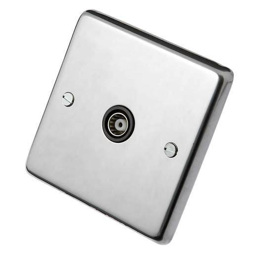 Eurolite 1 Gang Coaxial Socket Black Insert Polished Stainless Steel