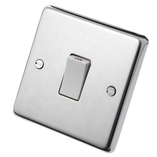 Eurolite 20A Double Pole Switch White Insert Polished Stainless Steel