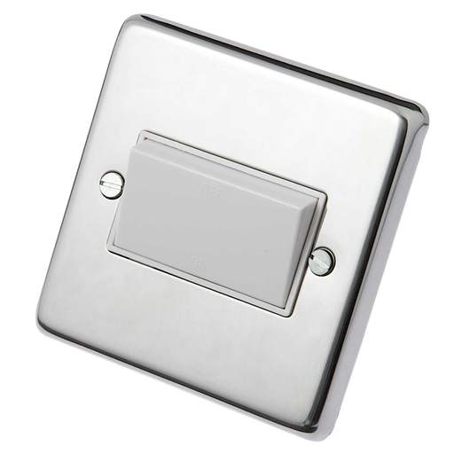 Eurolite Triple Pole Fan Isolator Switch Polished Stainless Steel with White Insert