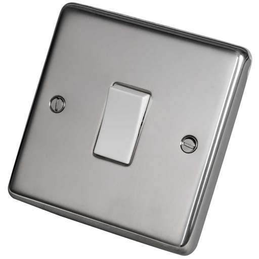 Eurolite 20A 1 Gang Intermediate Switch White Insert Polished Stainless Steel