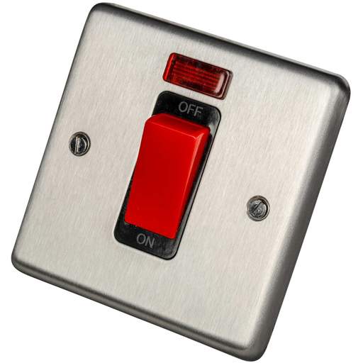 Eurolite 45A DP 1 Gang Switch with Neon Black Insert Satin Stainless Steel