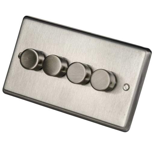Eurolite 480W 4 Gang 2 Way LED Dimmer Switch Satin Stainless Steel