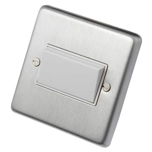 Eurolite 6A Triple Pole Fan Isolator Switch White Insert Satin Stainless Steel