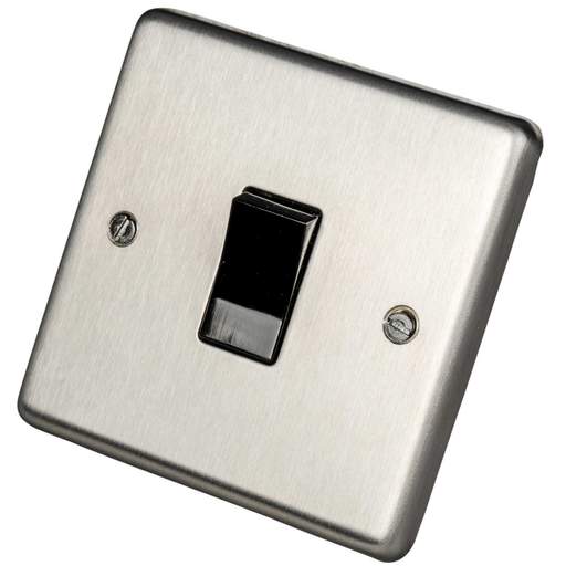 Eurolite 20A 1 Gang Intermediate Switch Black Insert Satin Stainless Steel