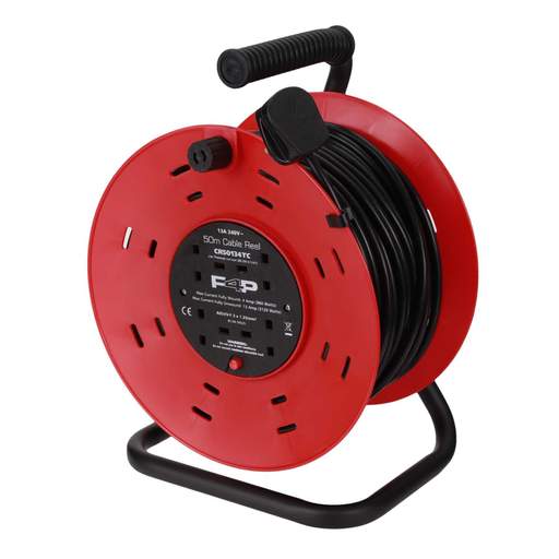 F4P 13A 50m 230V 4 Gang Cable Reel Red / Black