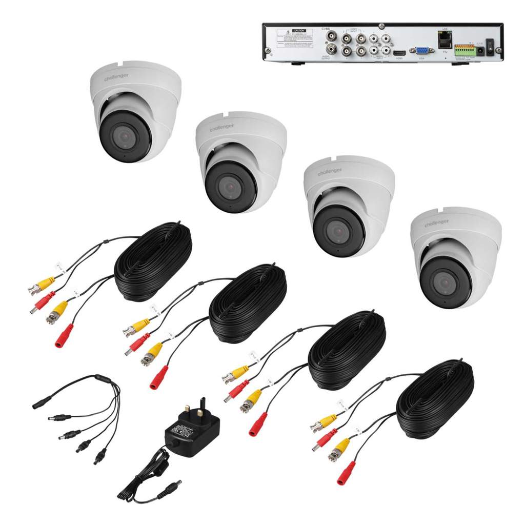 Challenger 4 Channel 4 White AHD Dome Cameras 5MP HD 1TB CCTV Kit